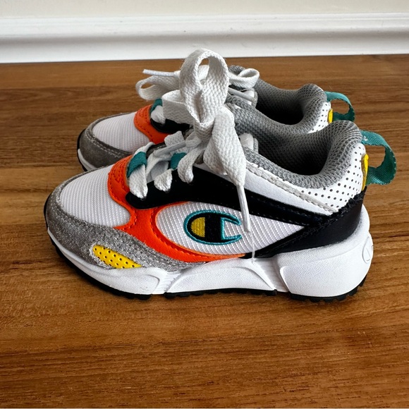 Champion Baby Toddler Size 7 White Orange Blue Retro Shoes Sneakers - Picture 4 of 9